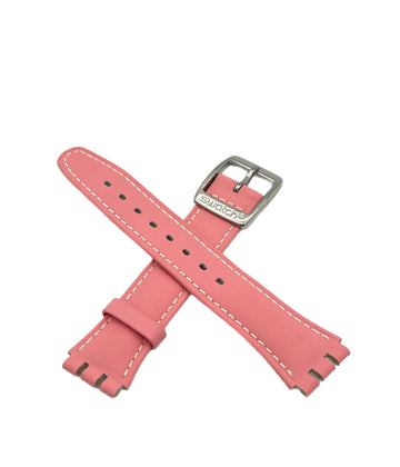 Correa de repuesto de piel rosa de 17 mm para Swatch Irony CICLAMINO ROSA SAYMS401