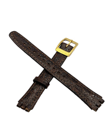 Correa de repuesto de piel marrón oscuro de 12 mm para la serie Lady de Swatch