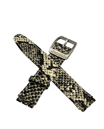 Correa de repuesto de piel con estampado de serpiente de 17 mm para Swatch Irony