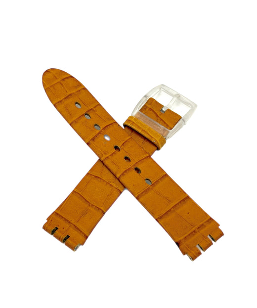 Correa de repuesto de piel marrón claro de 17 mm para Swatch
