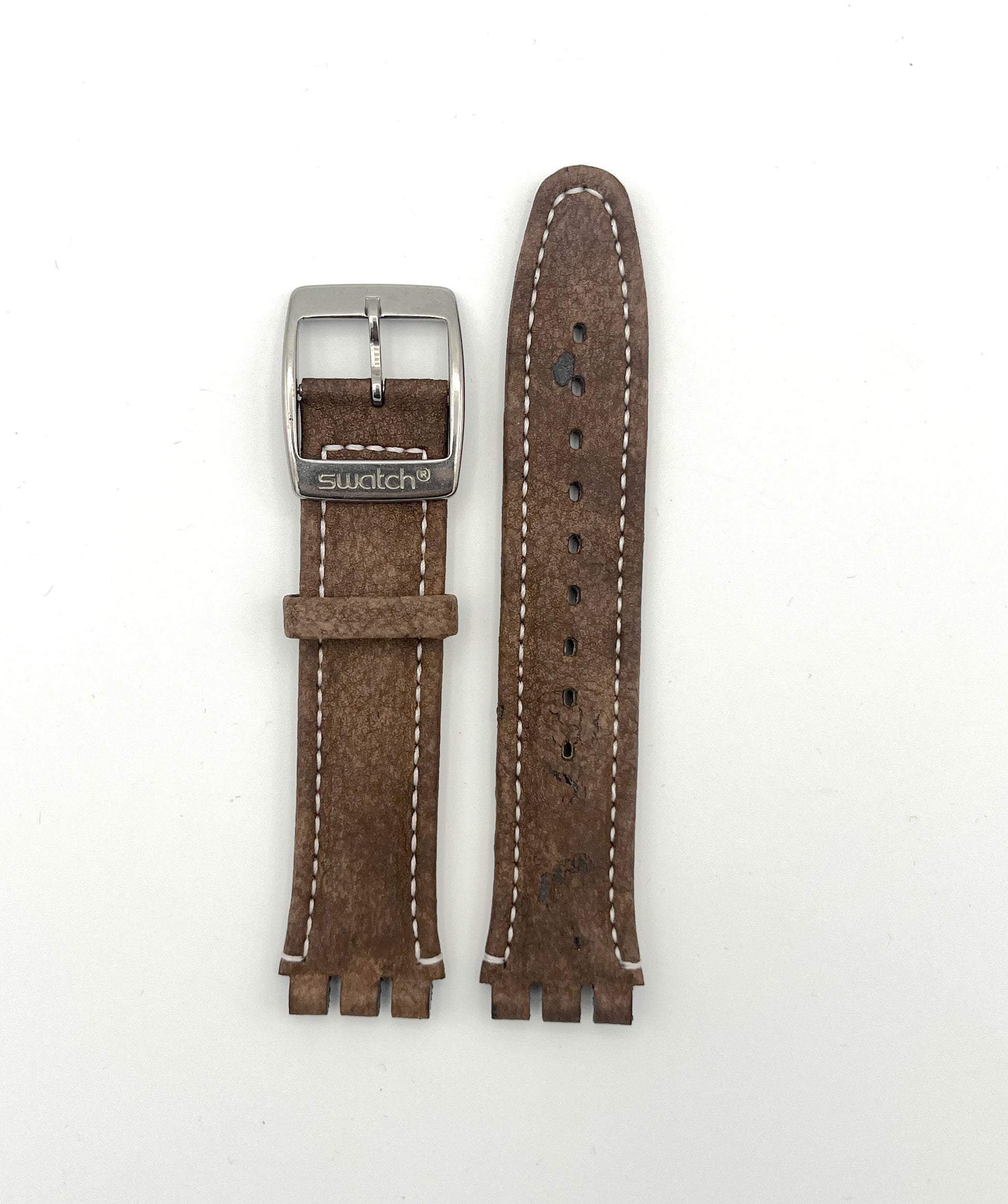 Swatch 19mm Rugged Brown Leather Replacement Strap