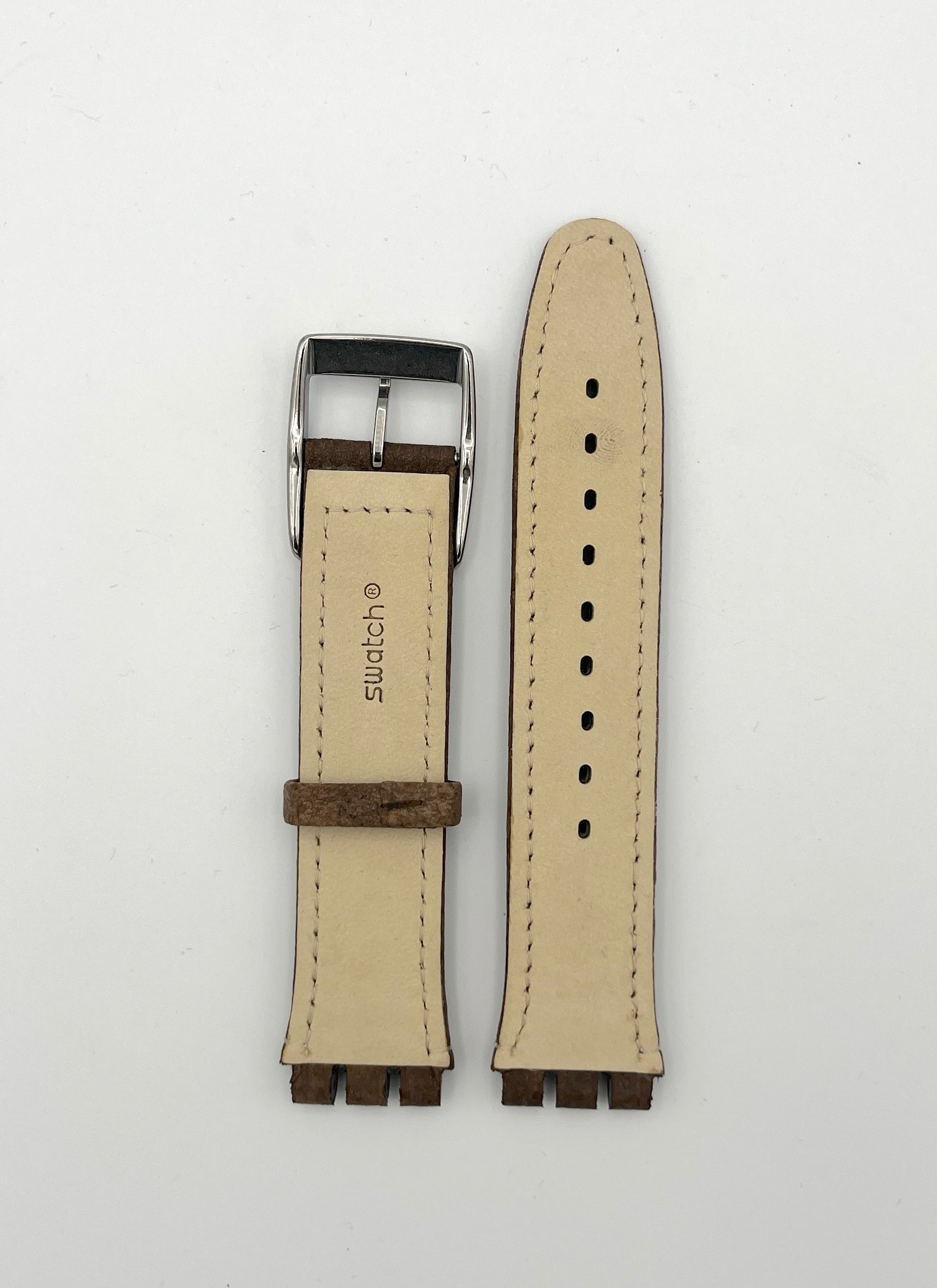 Swatch 19mm Rugged Brown Leather Replacement Strap