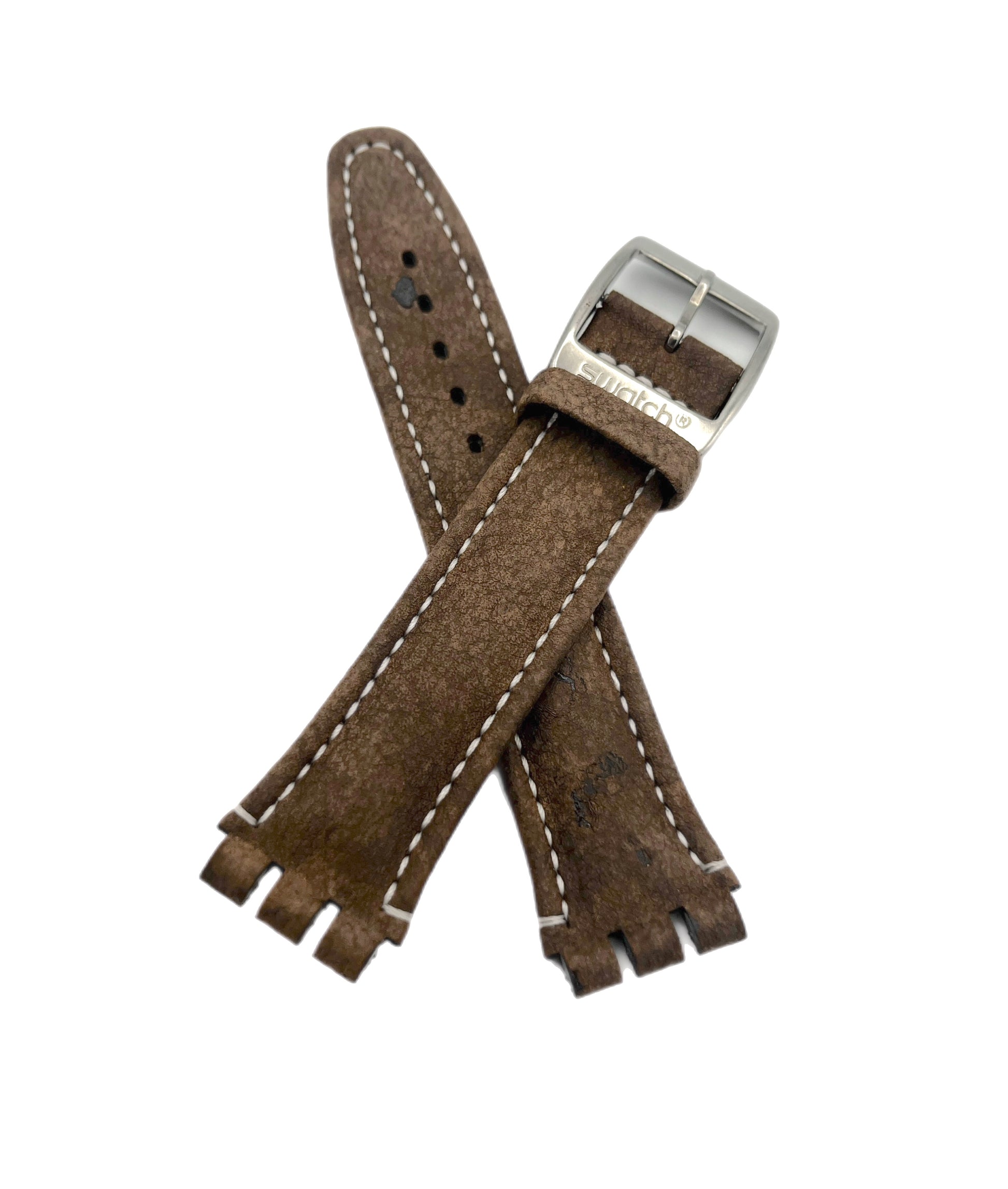 Swatch 19mm Rugged Brown Leather Replacement Strap