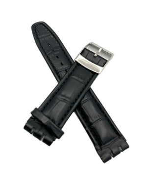 Correa de repuesto de cuero negro de 19 mm para Swatch