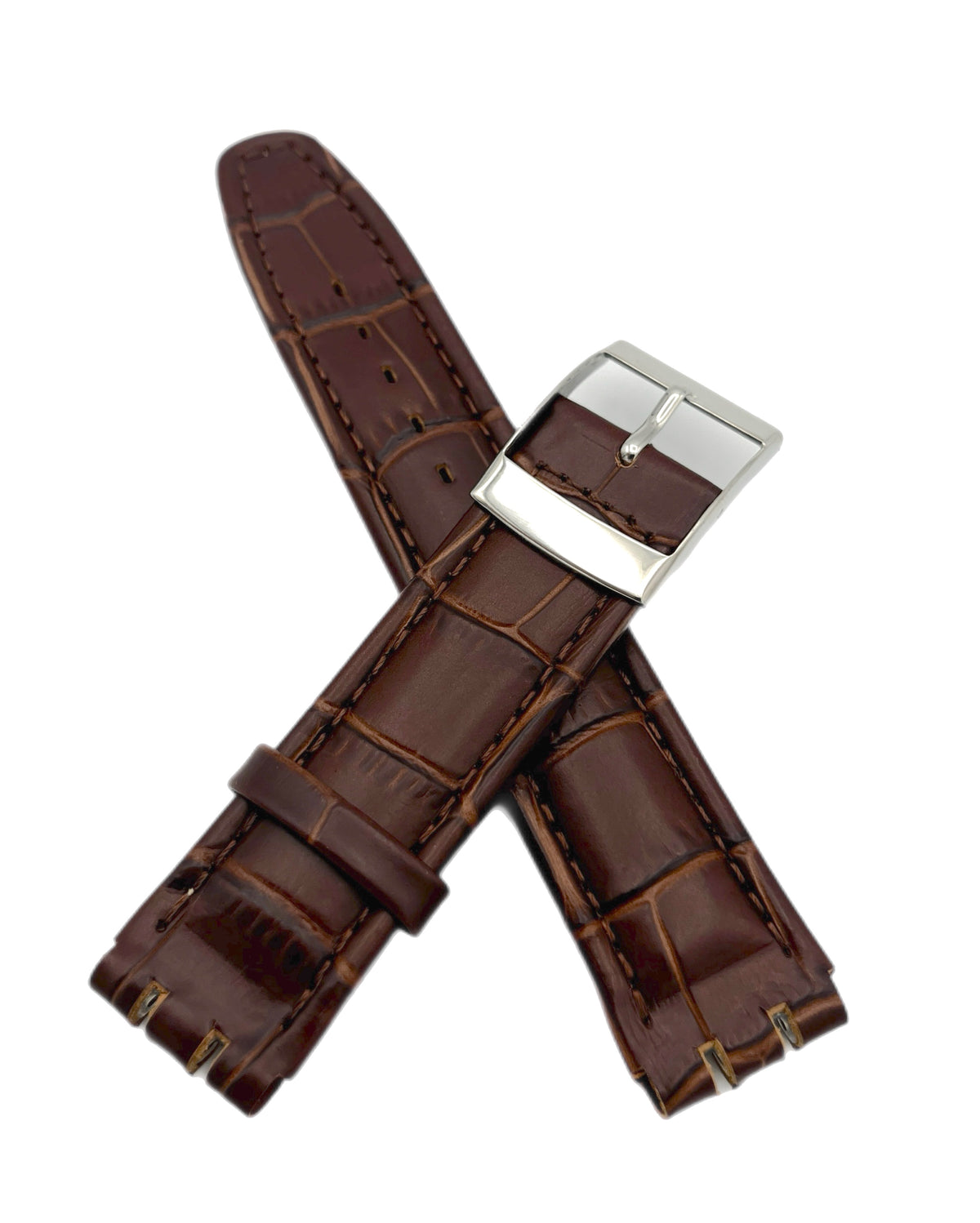 19mm Brown Leather Replacement Band for Swatch
