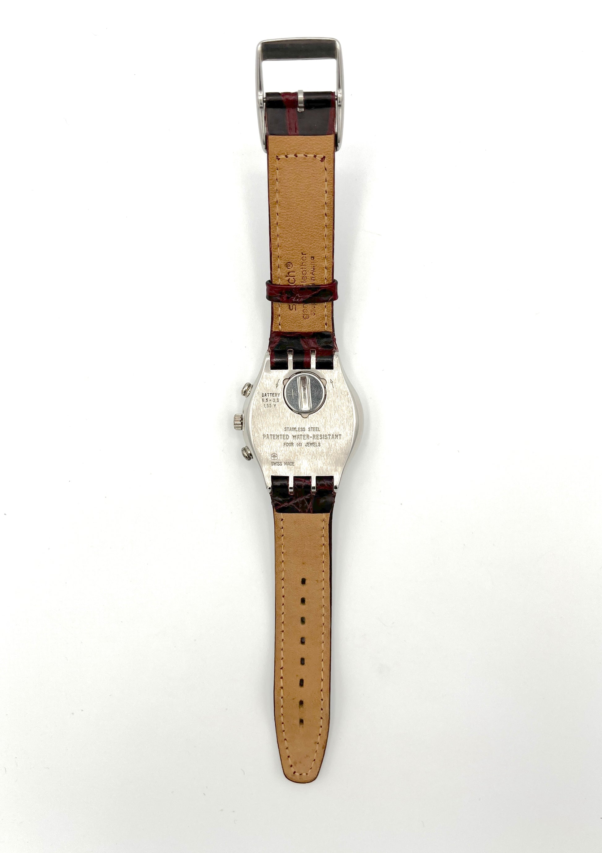 Watch with a brown strap on a white background