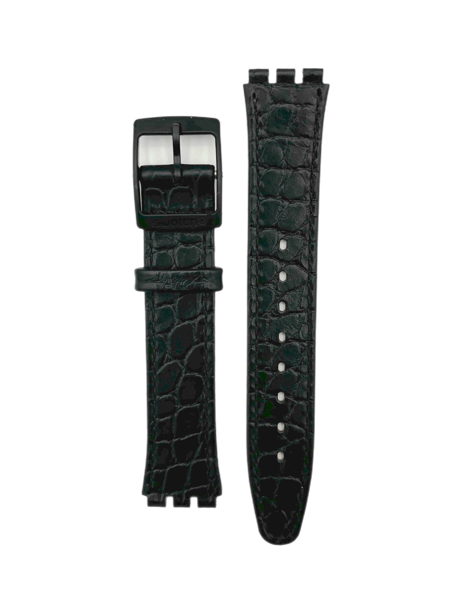 Correa de repuesto Swatch SKIN de cuero negro de 16 mm