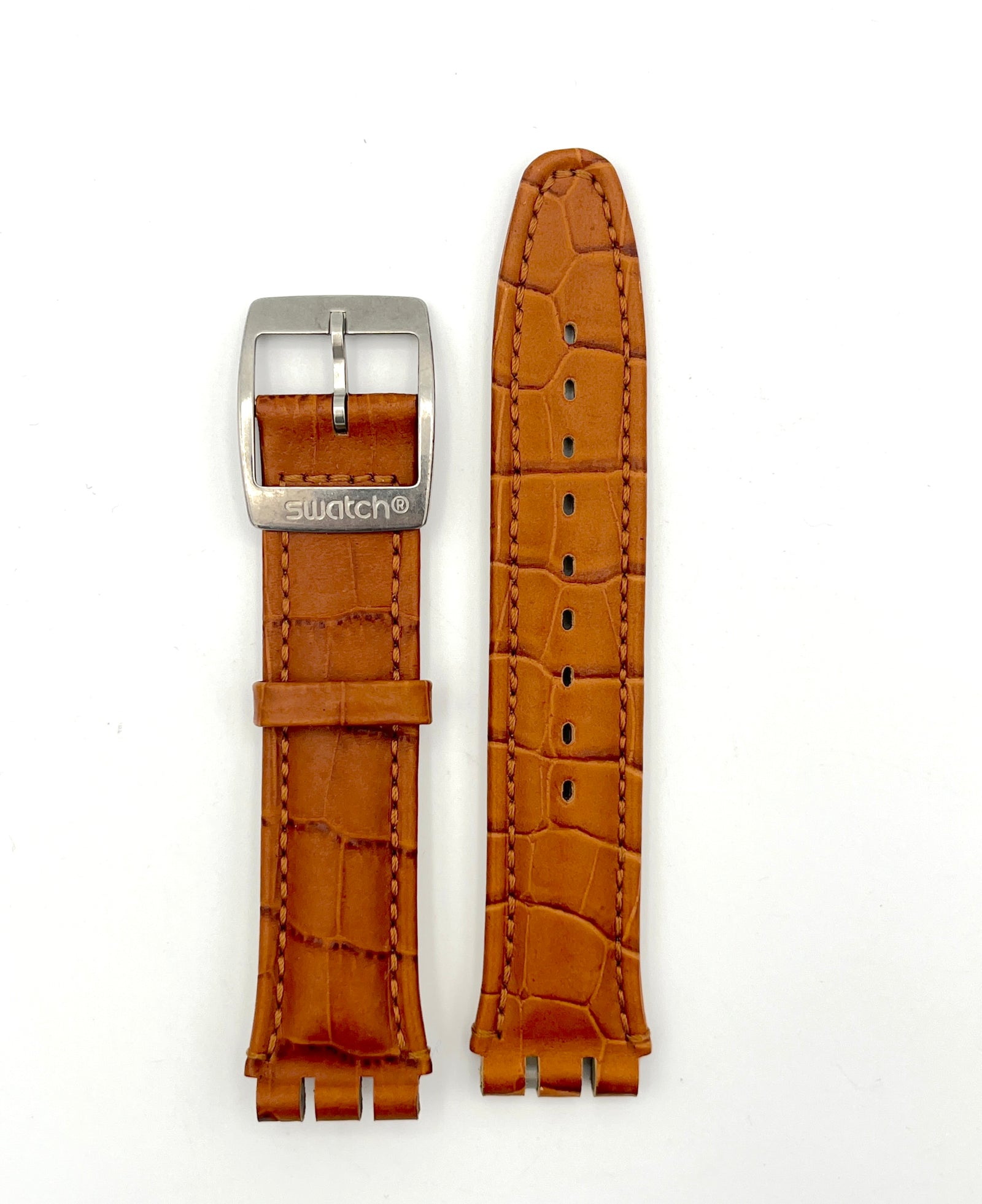 Correa de repuesto de piel marrón claro de 19 mm Swatch AYCS429