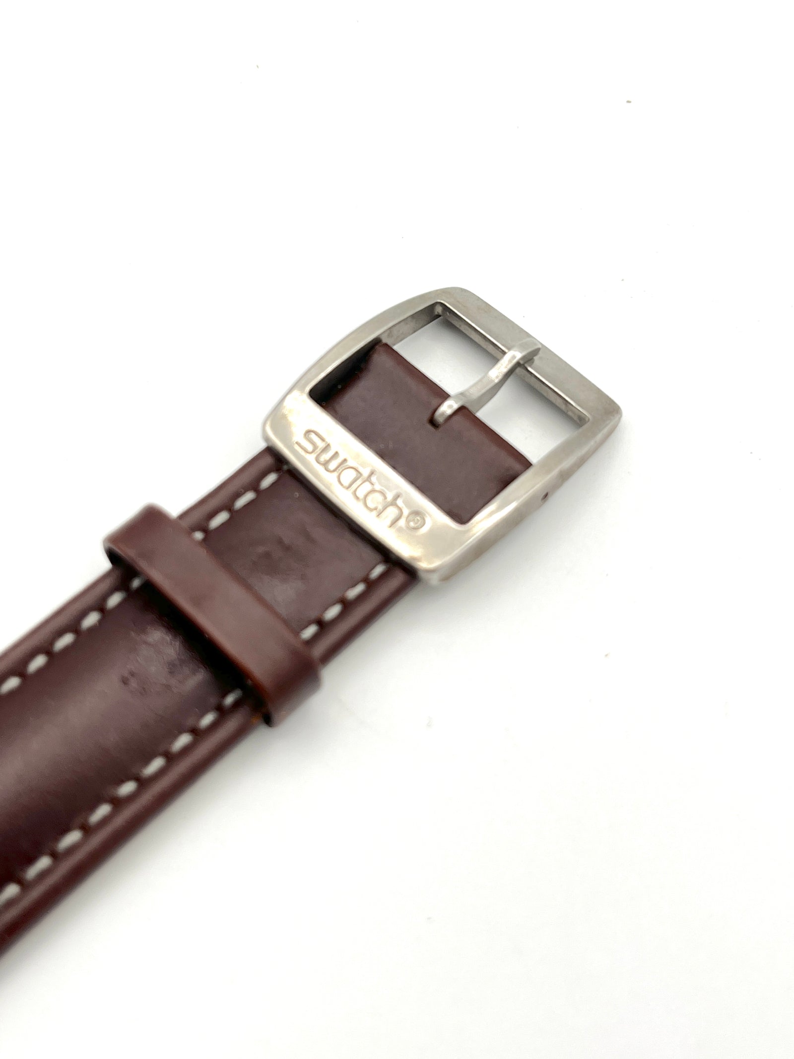 Correa de repuesto de piel marrón oscuro de 19 mm para Swatch