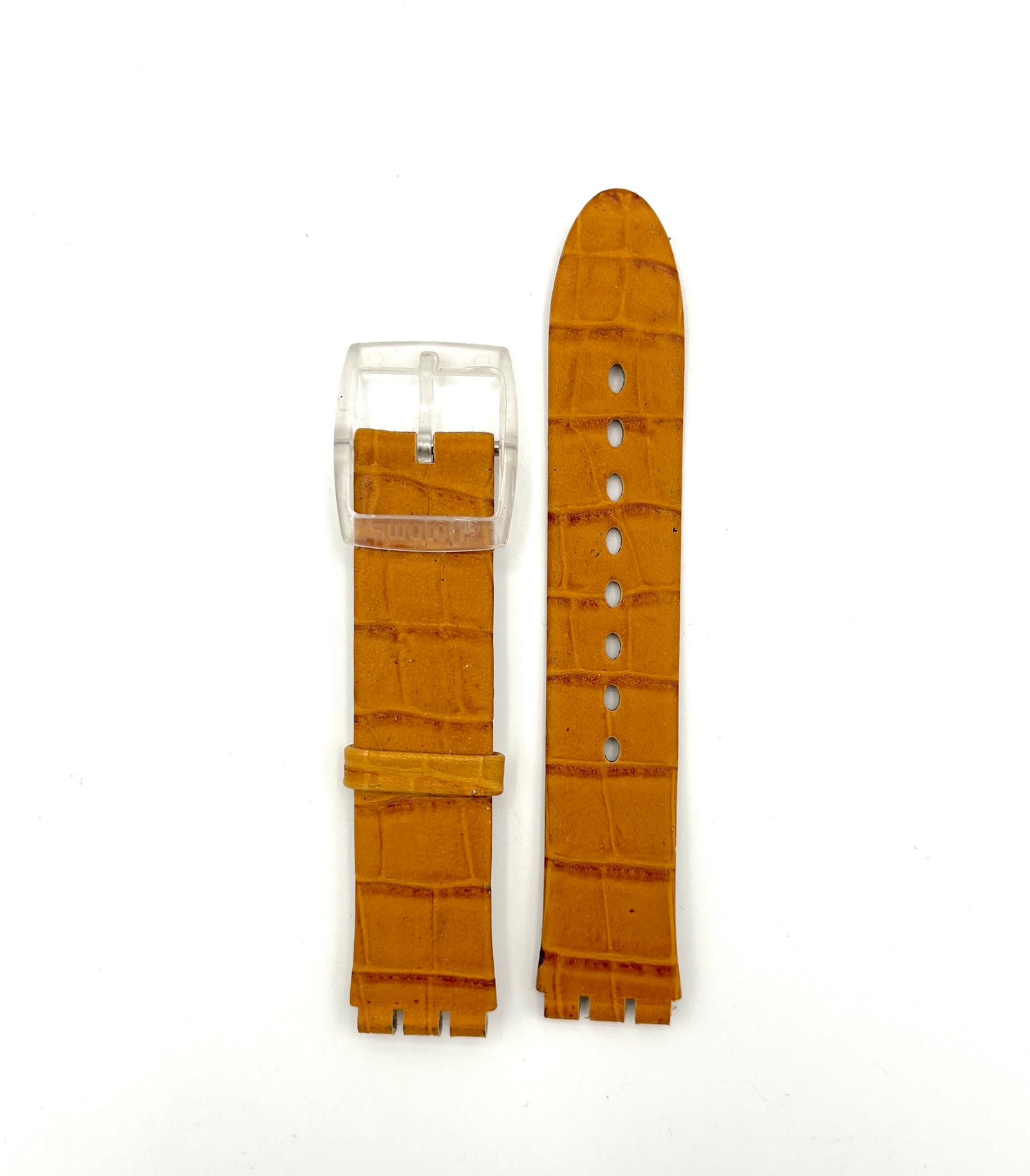 Correa de repuesto de piel marrón claro de 17 mm para Swatch