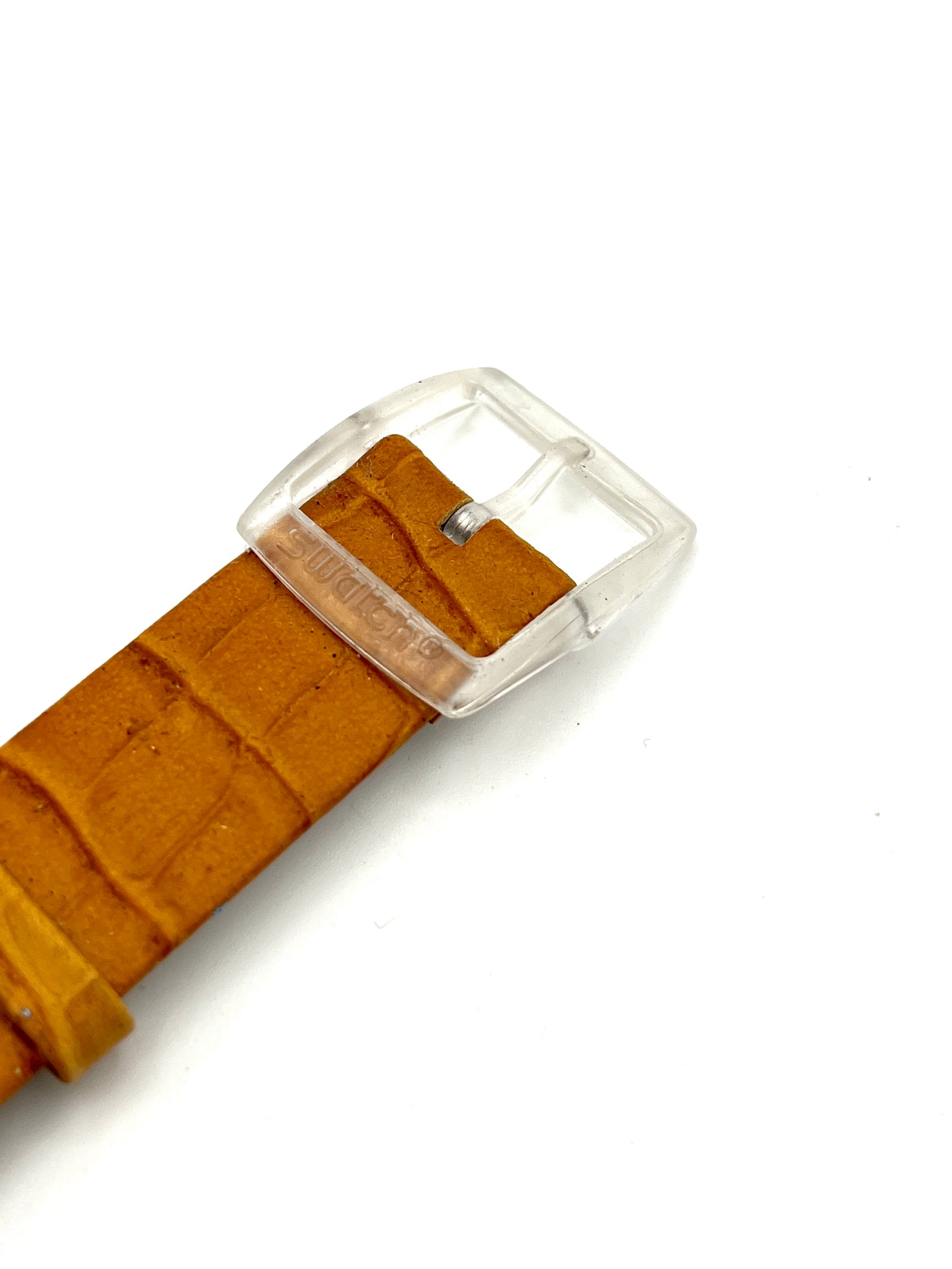 Correa de repuesto de piel marrón claro de 17 mm para Swatch