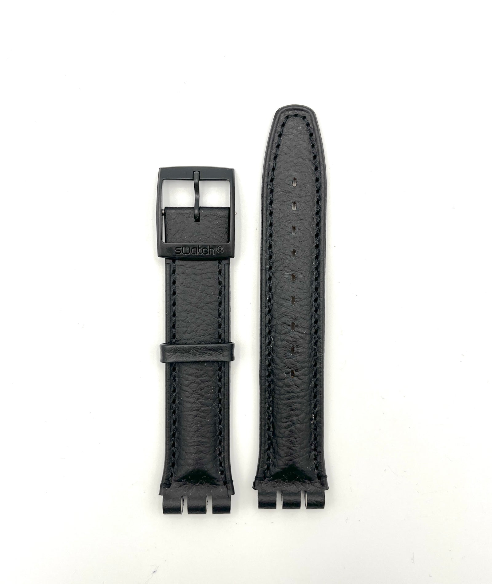 Correa de repuesto de piel negra de 19 mm para Swatch