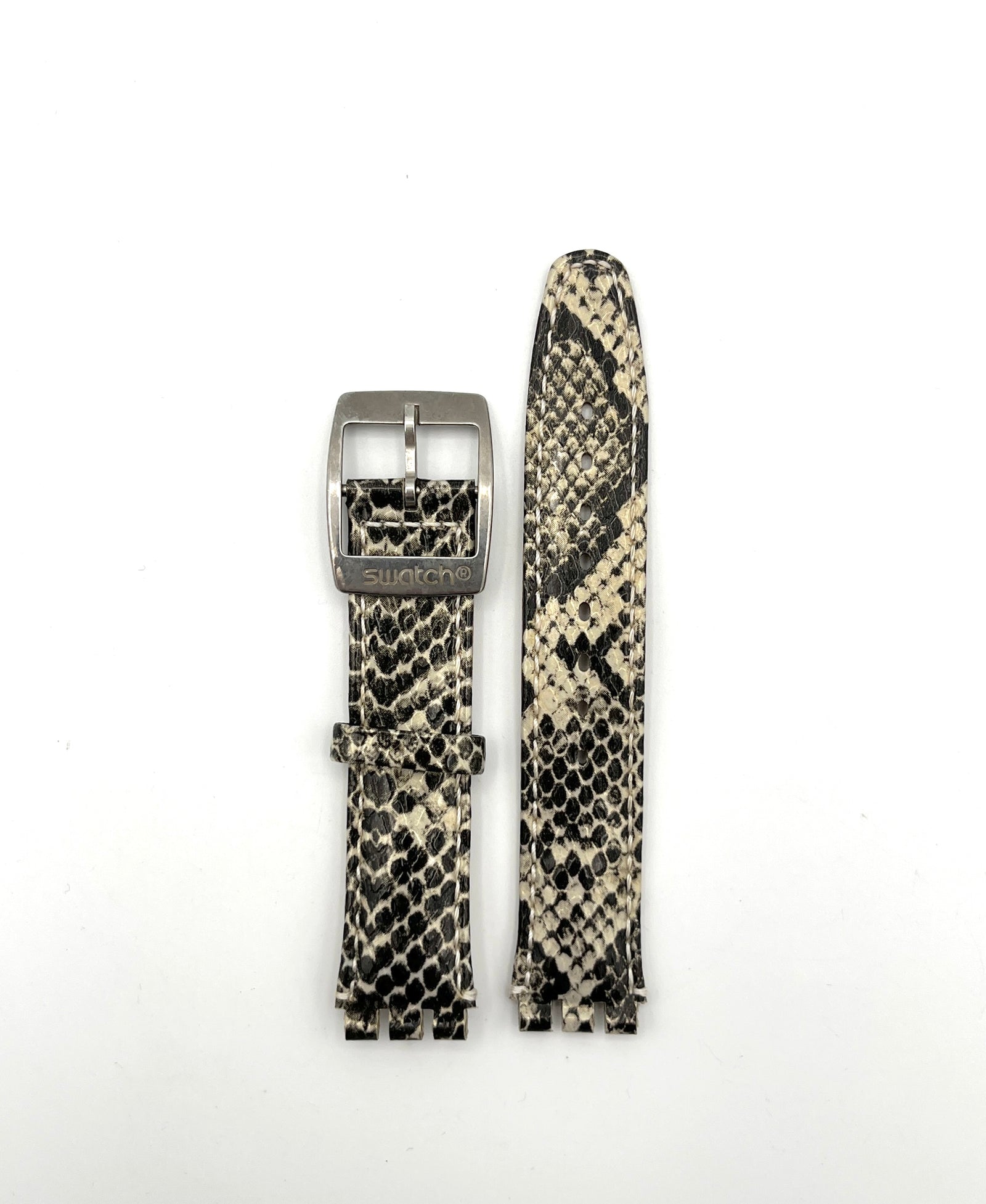 Correa de repuesto de piel con estampado de serpiente de 17 mm para Swatch Irony