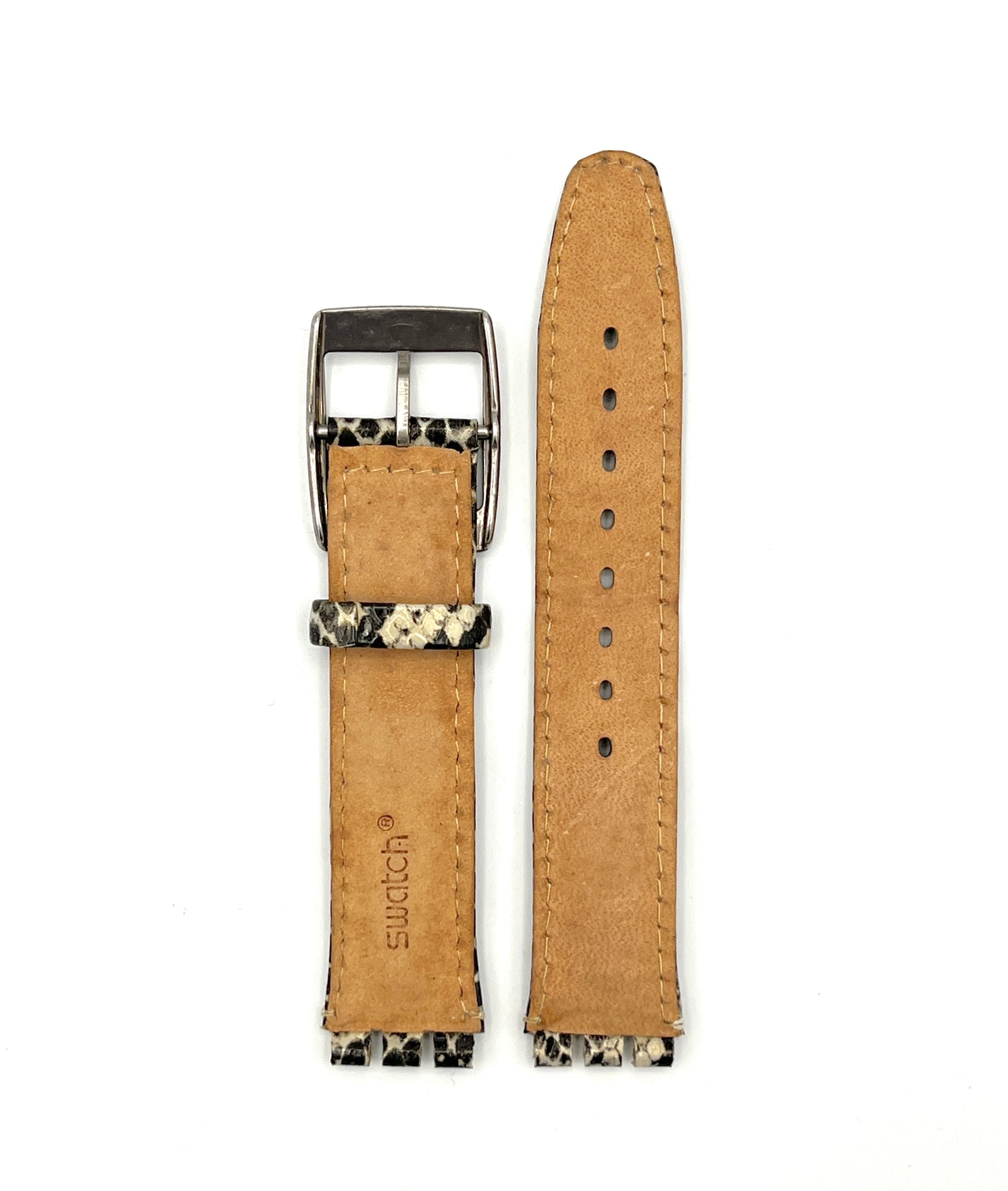 Correa de repuesto de piel con estampado de serpiente de 17 mm para Swatch Irony