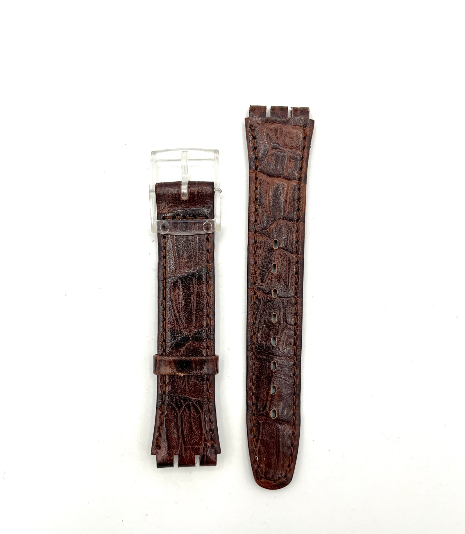Correa de repuesto de piel marrón de 17 mm para Swatch