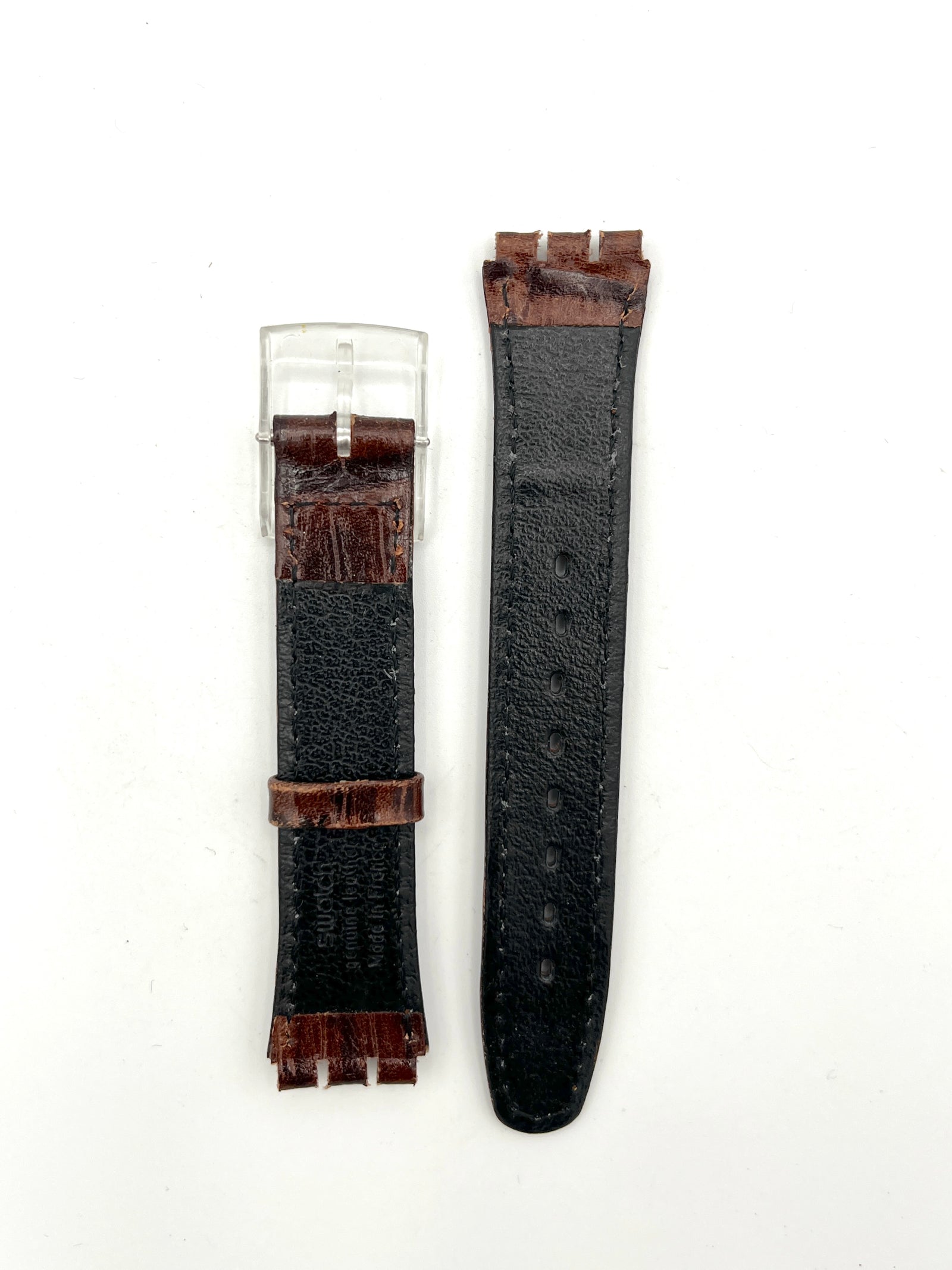 Correa de repuesto de piel marrón de 17 mm para Swatch