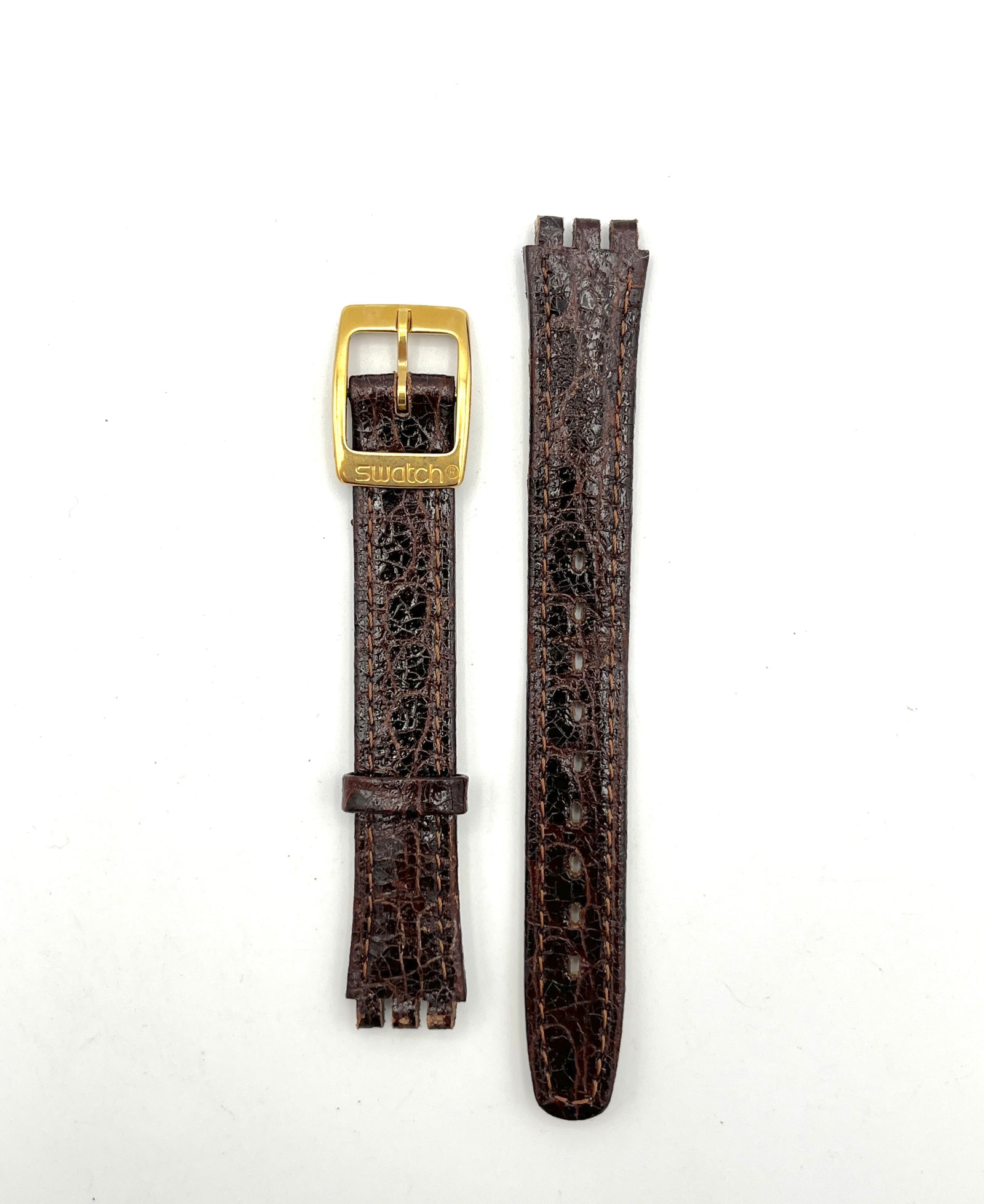 Correa de repuesto de piel marrón oscuro de 12 mm para la serie Lady de Swatch