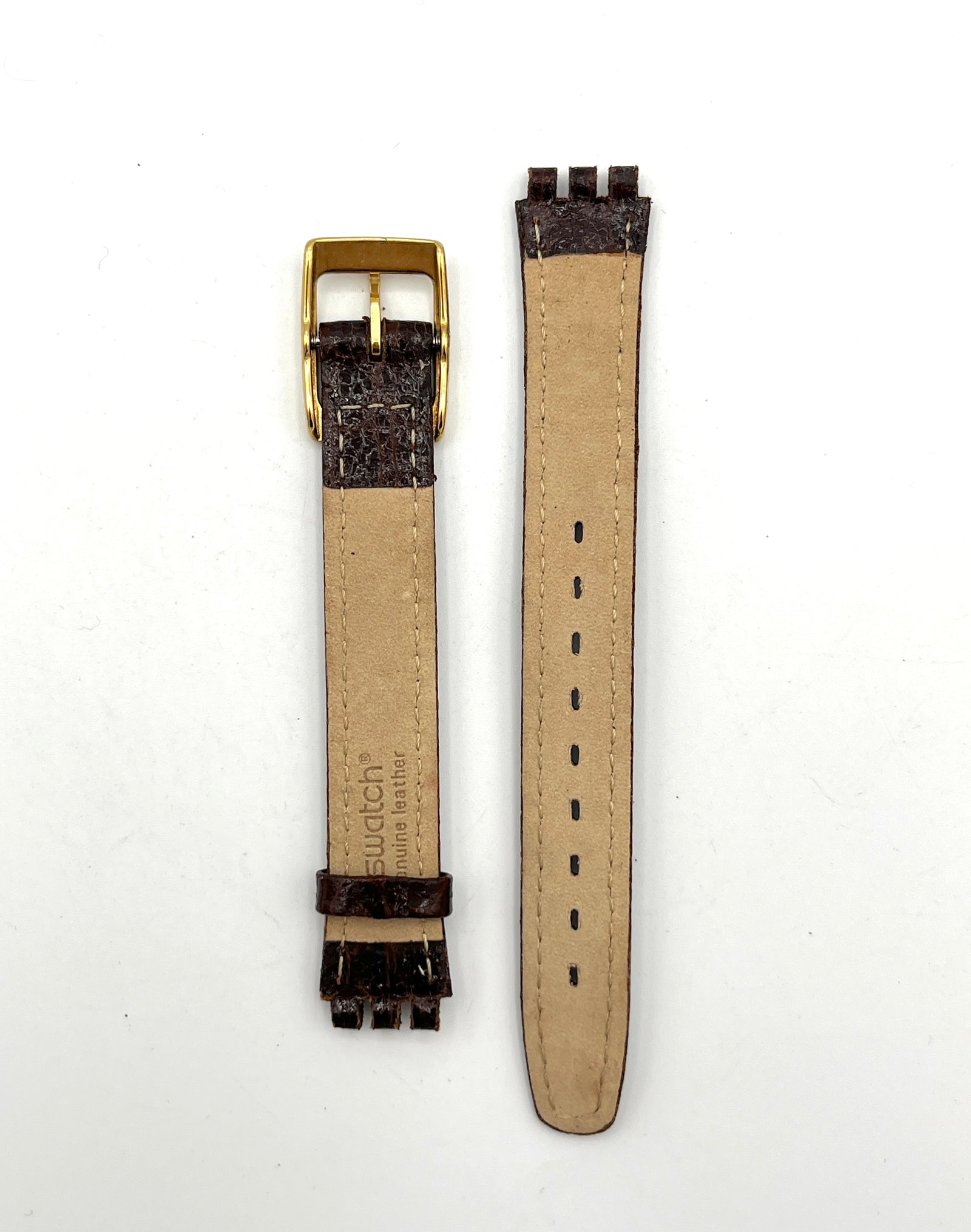 Correa de repuesto de piel marrón oscuro de 12 mm para la serie Lady de Swatch