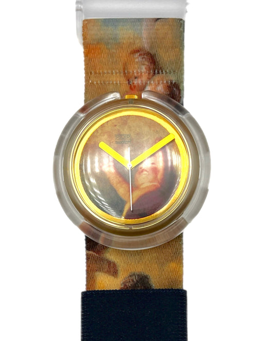 Watch with angels on the strap on a white background