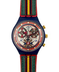 Watch with a colorful strap on a white background