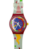Colorful watch with a unique design on a white background