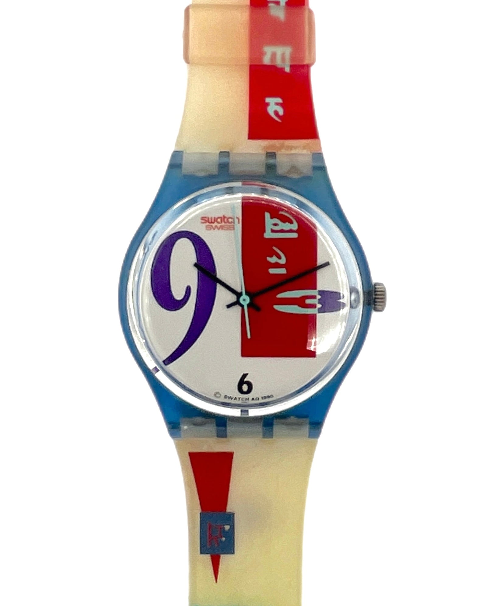 Colorful watch with a unique design on a white background