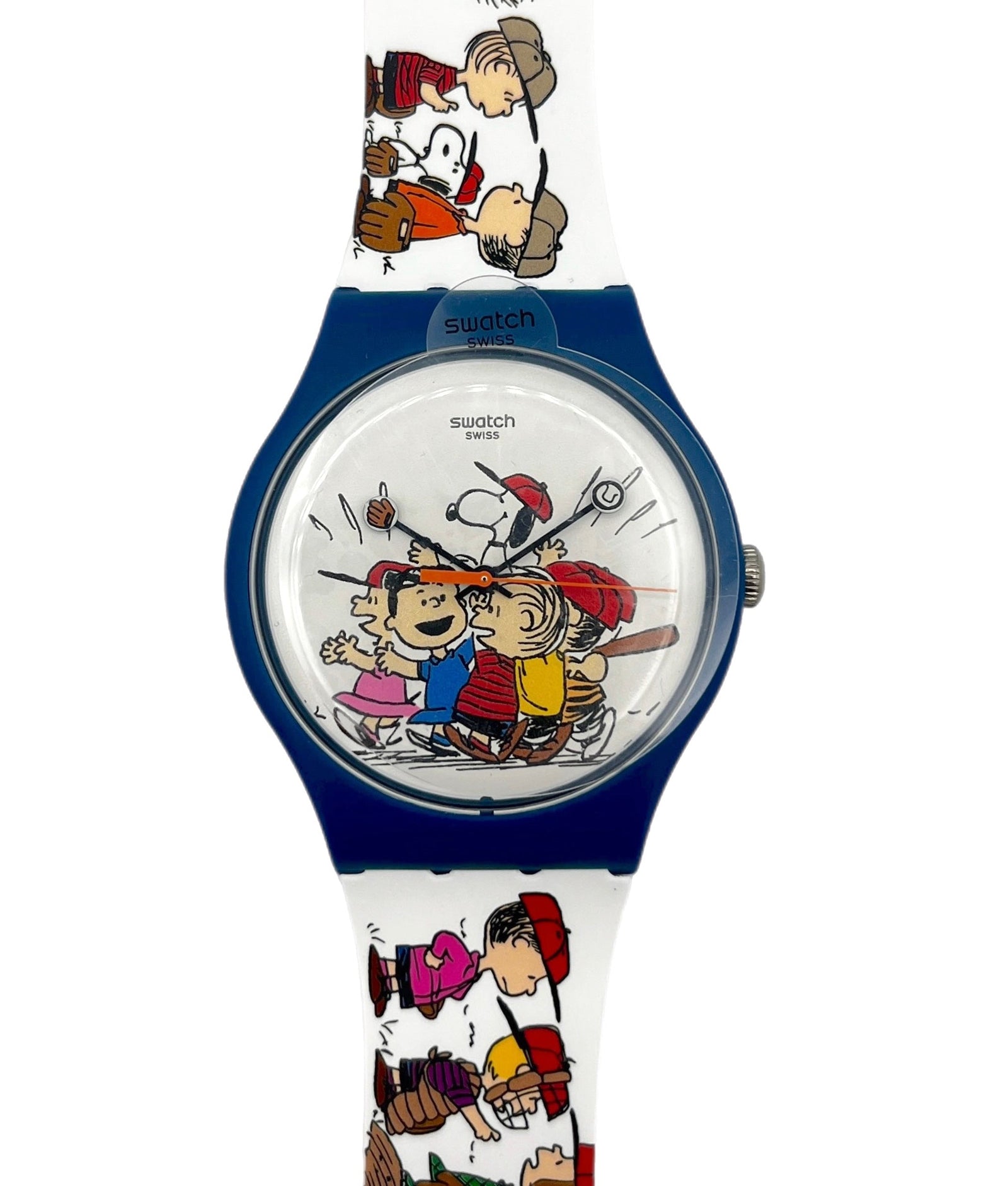 Swatch watch with cartoon character design on a white background