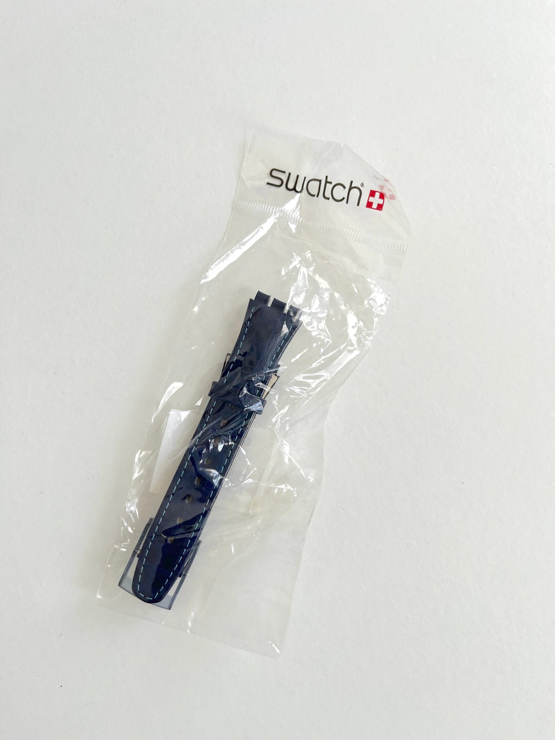 Swatch 17mm Blue Leather Replacement Band Gent NILGUN AGN709